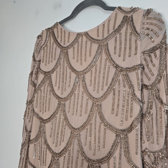 NBD Tristan Mini Dress in Gold & Nude Beader sequined embellished evening night - Picture 8 of 16